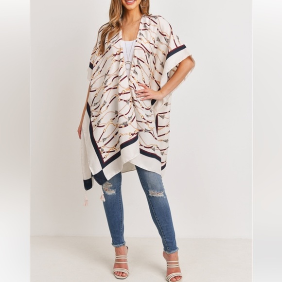 Women's New Chain Links Open Front Kimono - Picture 8 of 8